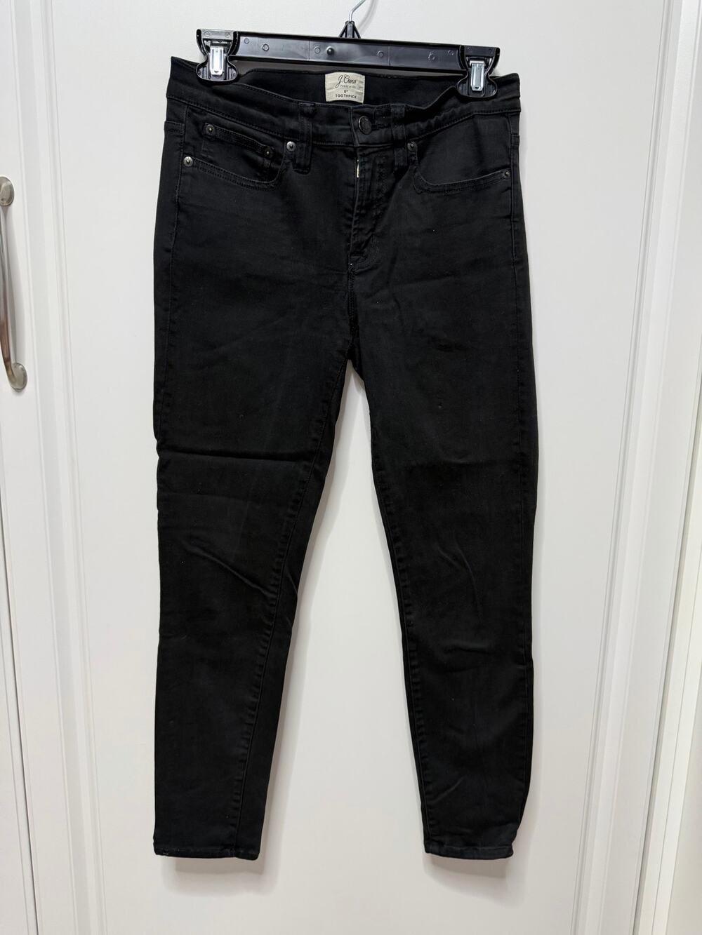 J. Crew 8" Toothpick size 27 black denim jeans excellent preloved condition